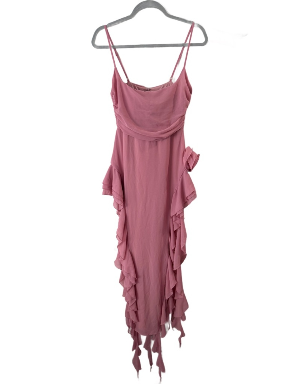 Fashion Nova Dusty Pink High-Low Ruffle Maxi Dress - Picture 2 of 5